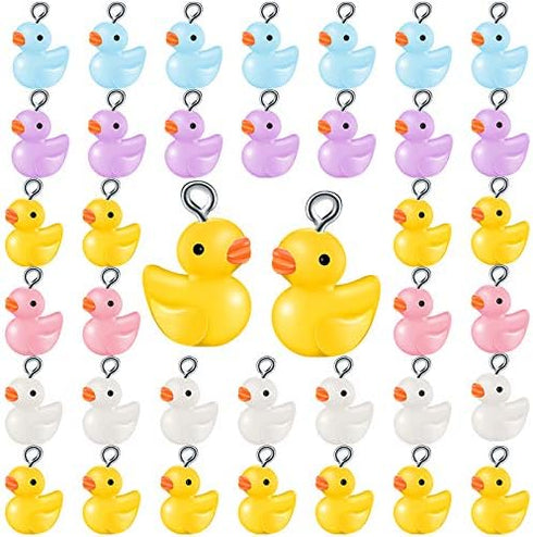 Hicarer 100 Pcs Duck Charms for Bracelet Jewelry Making Colorful Mini Duck Beads for for DIY Earring Necklace Keychains Making Party Supplies...