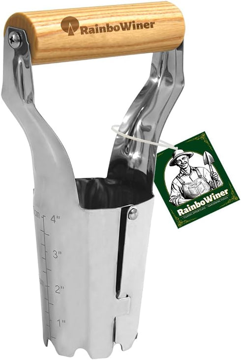 Bulb Planter Garden Tool with 4" Depth Measurment - Ideal for Planting Bulbs Tulips, Daffodils, Dahlias, Garlics - Perfect for Digging Holes, Soil...