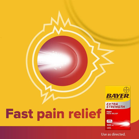 Bayer Extra Strength Aspirin 500 mg, Pain Reliever and Fever Reducer, Powerful Pain Relief of Headache, Muscle Pain, Minor Arthritis Pain, Back Ac...