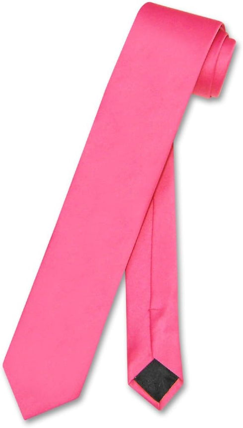 Vesuvio Napoli Narrow NeckTie Skinny HOT PINK FUCHSIA Men's Thin 2.5" Neck Tie...