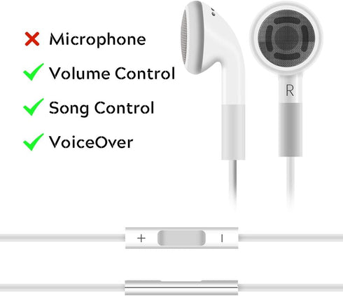 Jelanry 3.5mm Earphone Earbuds Headphones with Remote for Shuffle 2 3 4 5 6, Touch 2G 3G 4G 5G Classic nano6 - White...