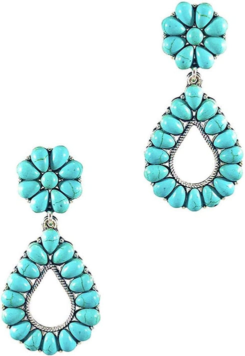 Turquoise Bohemian Small Delicate Metal Fashion Earring Teardrop Earrings Jewelry Gifts for Women...
