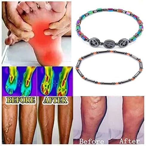 Black Obsidian Anklets for Women,2PCS Anti Swelling Anklet Slim Hematite Anklet Anti-Anxiety Yoga Beads Bracelet...