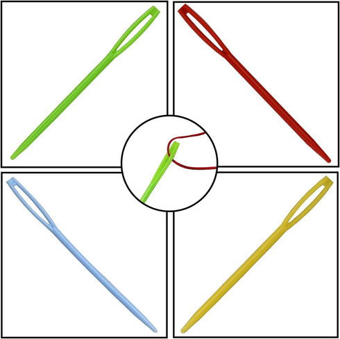 48pcs 2.7" Large Eye Plastic Sewing Needles - Yarn, Lacing, Safety Needles for Children's Craft Projects, 4 Colors...