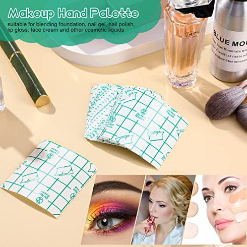 100 Pieces Hand Palette makeup artist supplies Single Use Makeup Hand Palette Makeup Mixing Palette Makeup Artist Must Haves Transparent Waterproo...