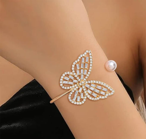 ELABEST Glitter Crystal Bracelet Rhinestone Bracelet Gold Dainty Hollow Bangle Wedding Bridal Bridesmaid Bracelet Jewelry for Women...