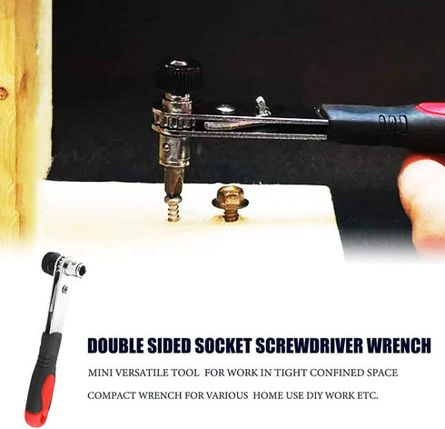 Double Sided Socket Screwdriver Ratchet Wrench Dual Head Wrench Tool...