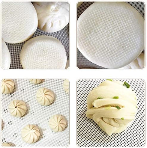 LadayPoa 10Pcs 12 inch Reusable Round Silicone Steamer Liners Non-stick Silicone Steamer Mesh Mat Pad Dim Sum Mesh for Home Kitchen or Restaurant...