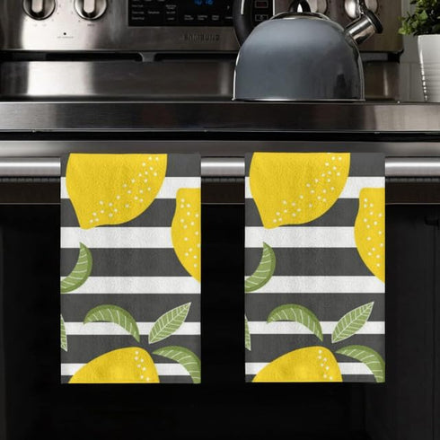 2 Pcs Kitchen Towels Lemons Kitchen Dish Towels Kitchen Dish Cloths Fast Drying Kitchen Rug Kitchen Decor for Home Cleaning Cooking Baking, 16 x 2...