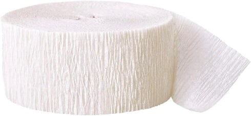 Premium White Crepe Paper Streamer - 81 ft (1 Pc) - Perfect for Birthdays, Weddings, and Events...