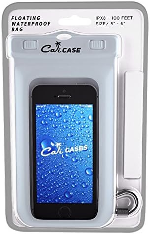 CaliCase Universal Waterproof Floating Phone Pouch - IPX8 Waterproof Floating Phone Case with Lanyard for iPhone X-15/ S20-S24/ Pixel 4-8 - White...