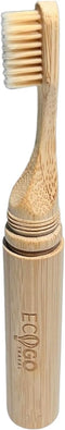 Bamboo Screwable Toothbrush Two-Piece Design | Soft, BPA-Free Bristles & Portable Case | Natural, Compact & Eco-Friendly | Ideal for Travel, Campi...
