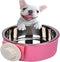 Yusenpet Cage Bowl for Small Pet Puppy Food Water Feeder, Removable Hanging Cat Rabbit Bird Food Basin Dish Perfect for Crates & Cages - Pink...