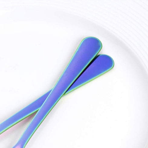 MINGYU Colorful Teaspoons Silverware Set of 12 - Rainbow 6-in Small Spoons Set, Food Grade Stainless Steel Tea Spoons Shiny Titanium Plating Desse...