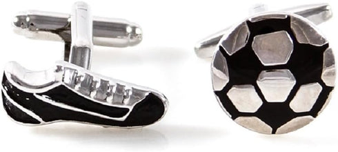 Soccer Ball and Cleats Shoe Pair Cufflinks in a Presentation Gift Box & Polishing Cloth...