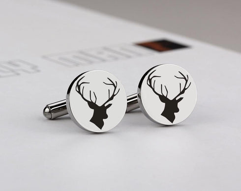 Birthday Gifts For Husband, Stainless Steel Engraved Deer Head Cufflinks Buck Stag Cuff Links Tie Bar Set Men's Jewelry Gifts For Husband Father D...