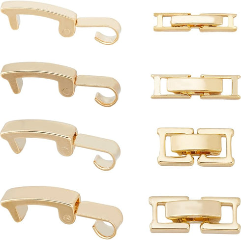 SUNNYCLUE 24PCS 8 STYLES 24K Gold Plated Fold Over Clasp Necklace Extension Clasps Metal Golden Bracelets Extender Fastener Clasps Bulk for Jewelr...