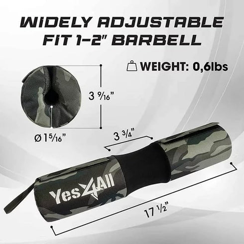 Yes4All Barbell Thick Foam Nylon Pad, Neck Shoulder Protective Pad For Lunges, Squats And Hip Thrust Fit Standard Olympic Bar...