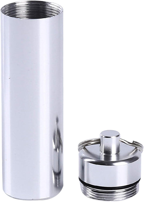Silver Small Portable Pill Box Keychain, Aluminium Alloy Mini Pill Organizer Case Container for Purse,Waterproof Metal Pill Holder Medicine Bottle...