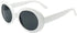 White Oval Round Sunglasses Thick Bold Retro Clout Goggles (White, Smoke), Large...