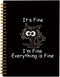Funny Cat Notebook Journal - Cat Gifts for Cat Lovers, Inspirational Notebooks Journal,It's Fine I'm Fine Everything's Fine, Hardcover Spiral Note...