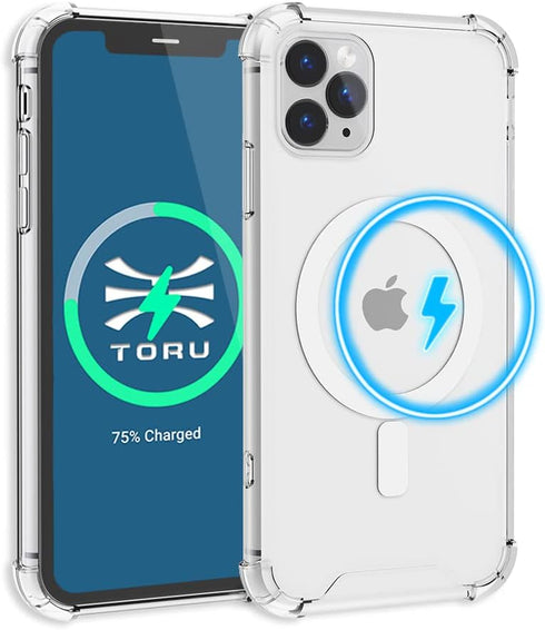 TORU MX Slim for iPhone 11 Pro Max Magnetic Case, Compatible with Magsafe, Hybrid Transparent HD Clear Case with Detachable Wrist Strap, Scratch R...