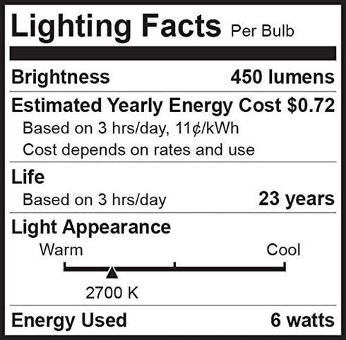 6 Pack Bioluz Dimmable Globe LED G25 40 Watt Replacement (Uses 6 Watts) Warm White (2700K) LED Light Bulb, 450 Lumens UL Listed (Pack of 6)...
