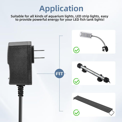 Aquarium Light LED Power Adapter AC 100-240V DC 12V 1A Replacement Power Adapter Fish Tank Light Power Supply Converter with Indicator Light...