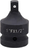 Impact Socket Adapter and Reducer 1 Inch Drive F to 1/2 Inch M, Chrome Molybdenum Steel Converter for Auto Construction...