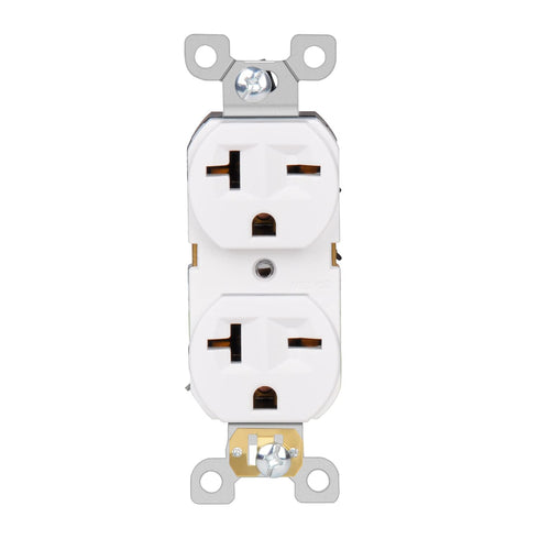 Duplex Electrical Receptacle Outlets, 20Amp 250V Wall Outlet Straight Blade Receptacle, 2 Pole 3 Wire, 20A 250V Outlet, 6-20R/6-15R, White, 1-Pack...