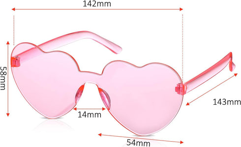 Maxdot 5 Pieces Heart Shaped Rimless Sunglasses Tinted Heart Glasses Eyewear for Wedding Party Women Girls...