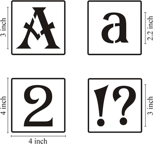 3 Inch Alphabet Letter Stencils for Painting - 70 Pack Letter and Number Stencil Templates with Signs for Painting on Wood, Reusable Alphabet and ...