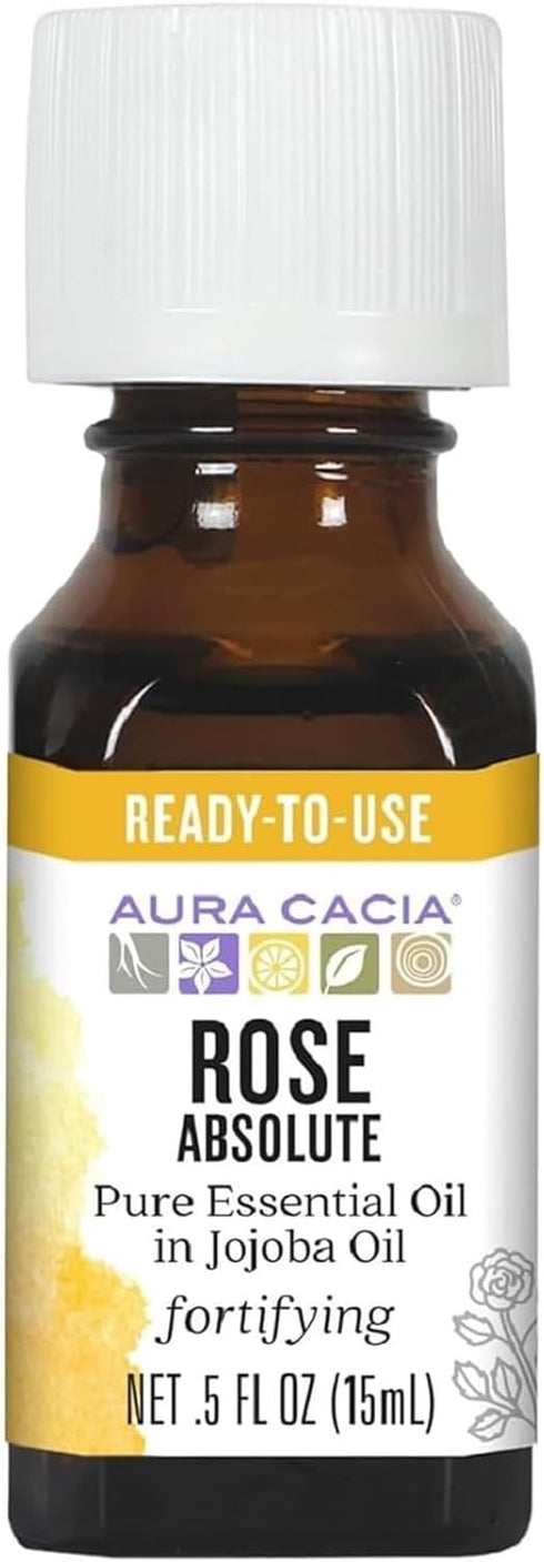 Aura Cacia Rose Absolute Pure essential Oil in Jojoba Oil, 0.5 Ounce....