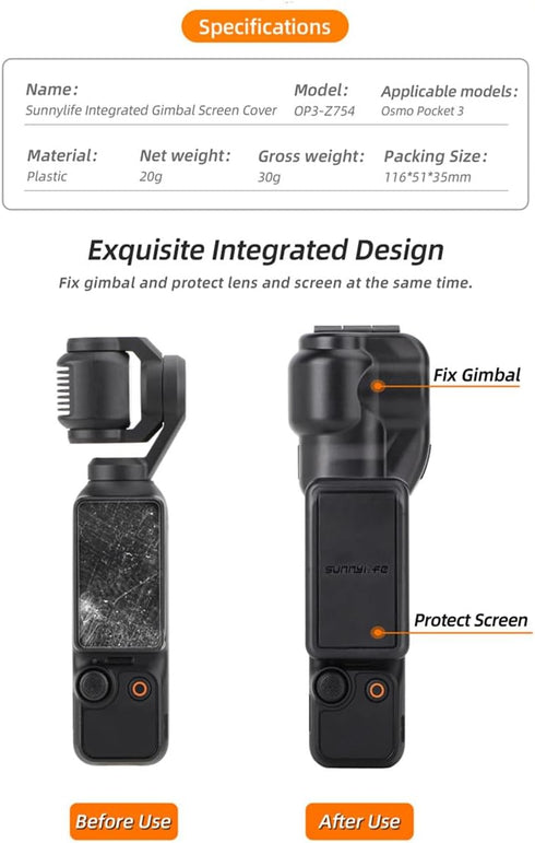 Pocket 3 Lens Hood Cover Gimbal Camera Protector Sunshade Cover for DJI OSMO Pocket 3...