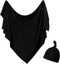Newborn Swaddle Blanket with Hat Set Baby Swaddle Set Hospital Receiving Blankets for Girls Boys(Black)...