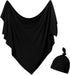 Newborn Swaddle Blanket with Hat Set Baby Swaddle Set Hospital Receiving Blankets for Girls Boys(Black)...