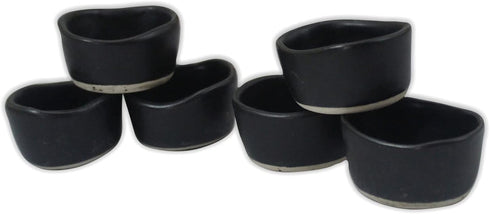 roro Handmade Ceramic Pinch Bowls in Matte Black (Set of 6) - 2 Inch | Versatile Stoneware for Spices, Condiments & Appetizers...