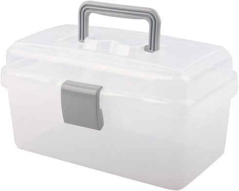 BangQiao Multipurpose Plastic Storage Container Box with Handle and Latch Lock, Clear Gray...