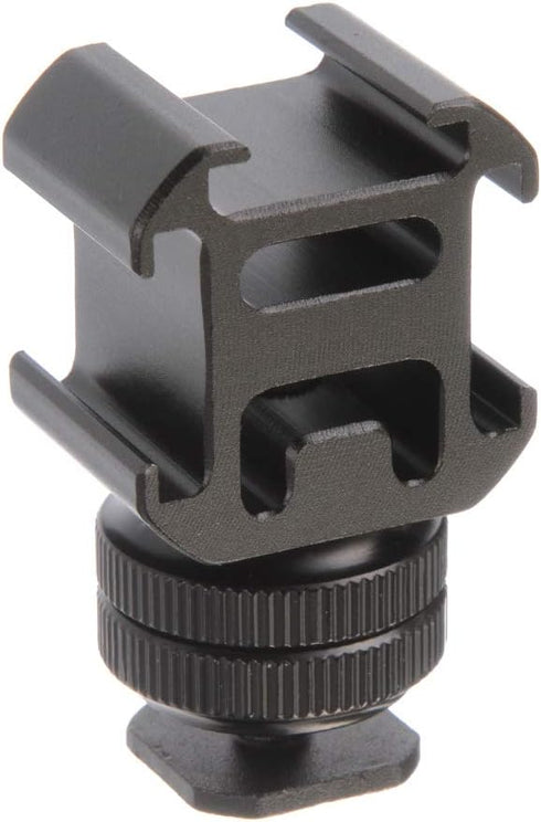 FocusFoto Aluminium Triple Head Cold Hot Shoe Mount Adapter for Lights, LED Monitors, Microphones, Audio Recorder & Studio Flash Bracket Video Cam...