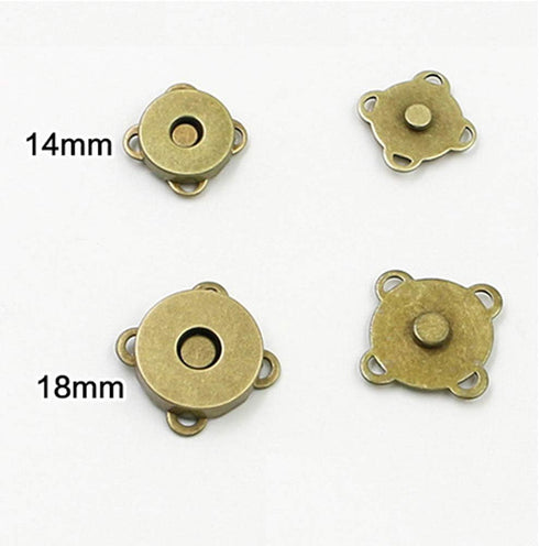 24 Sets Sew in Magnetic Plum Bag Clasps Button Snaps for Purses Handbag Clothes Scrapbooking Closure Fastener Sewing Craft DIY (Bronze) (14mm)...
