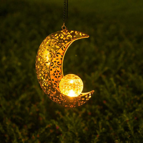 Hanging Solar Lights Outdoor Waterproof Garden Decor,Metal Decoration Moon Gifts for Yard Clearance Front Porch Lawn Driveway Patio Backyard Pathw...