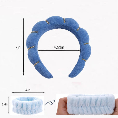 Women's Makeup Headband with 2 Wash Wristbands- Soft, Non-Slip SPA and Wash Headband for Daily Beauty Routine, Perfect for Face Washing, Skincare,...