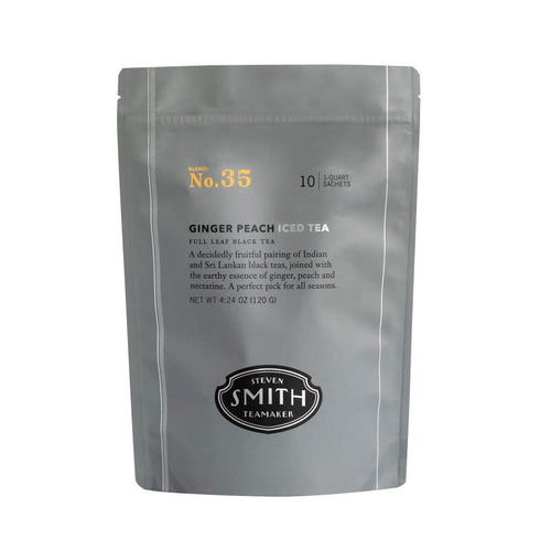 Steven Smith Teamaker Ginger Peach Iced Tea No. 35 Refreshing, Caffeinated, Sugar-Free, Sustainably Grown, Full Leaf Black Iced Tea Bags, 10 Count...