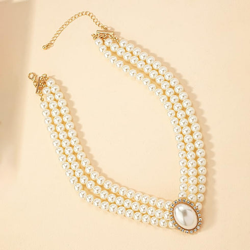 Denifery Boho 3 Tier Dainty Rhinestones Pearls Chunky Short 1920s Choker Necklace Chain Multilayer Choker Pendant Necklaces Prom Party for Women...