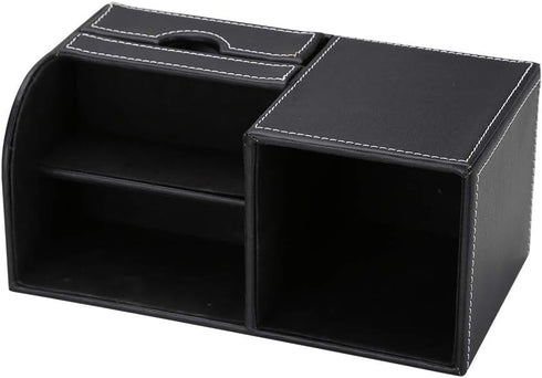 KINGFOM Desk Organizer Office Supplies Caddy Pu Leather Multi-function Storage Box Pen/Pencil,Cell phone, Business Name Cards Remote Control Holde...