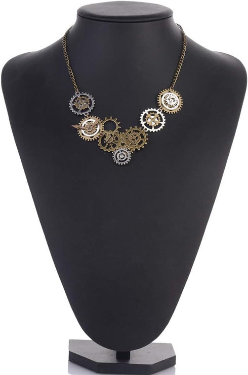 Steampunk Clock Necklace Choker Vintage Steam Punk Gears Sweater Chain Necklace Steampunk Accessories for Women Men...