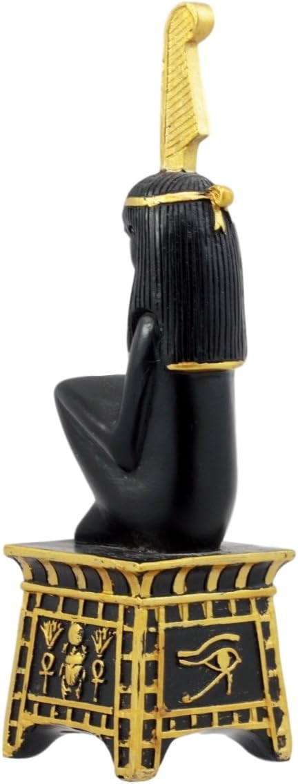 Ebros Gift Egyptian Goddess Maat Squatting On Pedestal with Ostrich Feather Statue 6" H Deity of Truth & Justice Figurine...