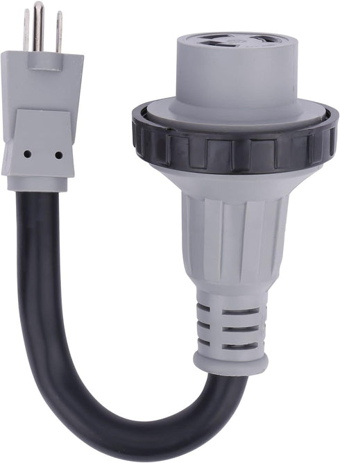 AA Ignition 15 Amp to 30 Amp RV Adapter 12 Inch - 5-15P Male to L5-30R Female - 125V/3750W Dogbone Electrical Converter Plug w/Twist Lock, LED Ind...