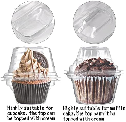 50 Pack Individual Cupcake Containers Plastic Cupcake Boxes Cupcake Holders Stackable Deep Dome Cupcake Carrier...