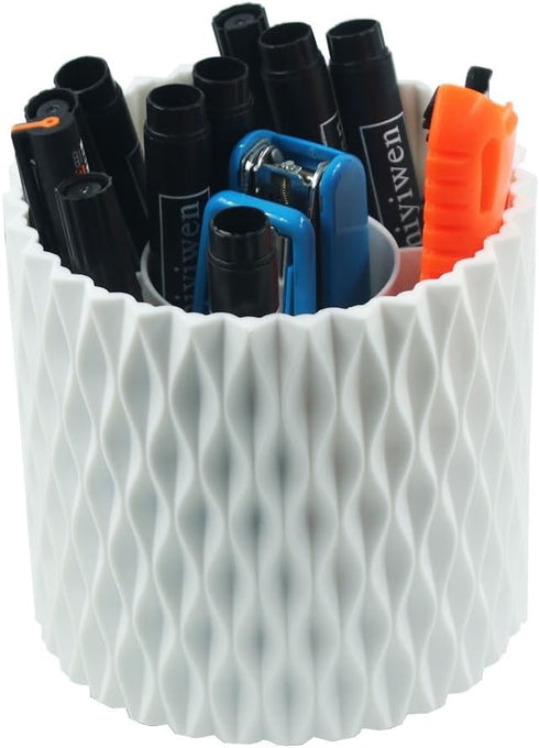 5 Slots 360 Degree Rotating Plastic Desktop Pen Pencil Holder,Makeup Brushes Storage Cup,Office Stationery Organizer...
